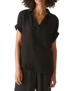 Michael Stars Gigi Popover Top Black New