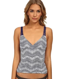 Badgley Mischka Swimwear|Swimsuits & Cover-Ups<Gisele Shirred Tankini w/ Macrame Trim Multi