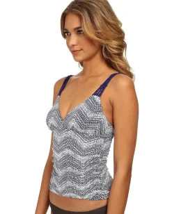 Badgley Mischka Swimwear|Swimsuits & Cover-Ups<Gisele Shirred Tankini w/ Macrame Trim Multi
