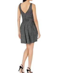 Ted Baker Glitzia Metallic Skater Dress Black Clearance