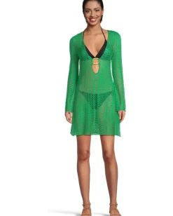 BECCA Swimwear|Swimsuits & Cover-Ups<Golden Crochet Buckle Tunic Emerald