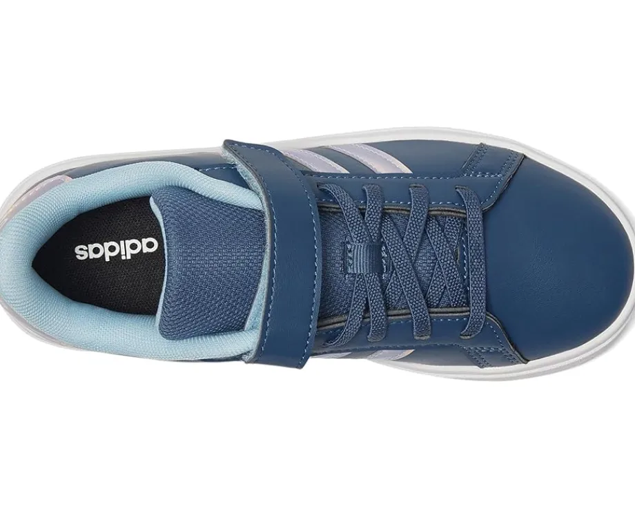 adidas Kids Grand Court 2.0 Elastic Lace & Strap Shoes (Little Kid) Preloved Ink/Iridescent/Clear Sky Discount