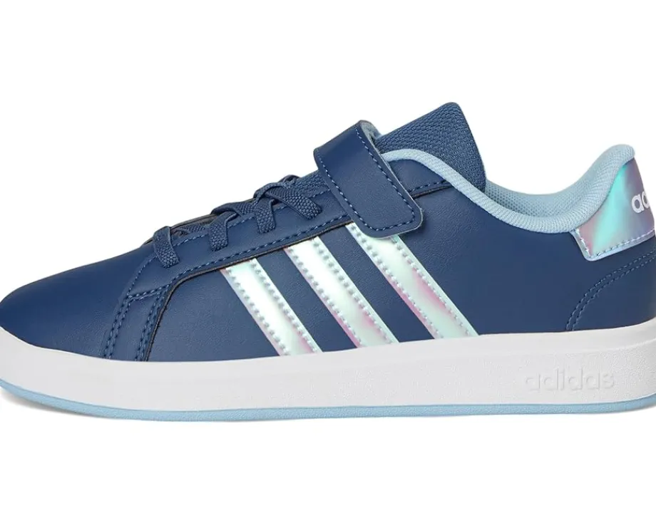 adidas Kids Grand Court 2.0 Elastic Lace & Strap Shoes (Little Kid) Preloved Ink/Iridescent/Clear Sky Discount