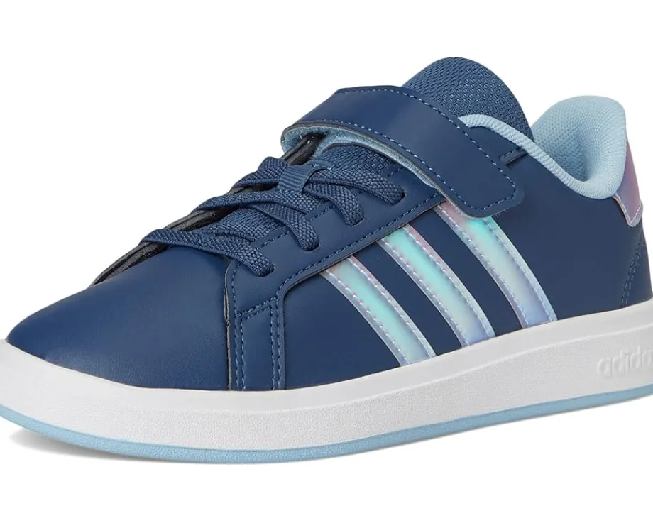 adidas Kids Grand Court 2.0 Elastic Lace & Strap Shoes (Little Kid) Preloved Ink/Iridescent/Clear Sky Discount