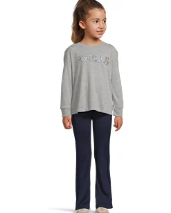 adidas Kids Graphic Heather Tee Flare Pant Set (Toddler/Little Kid) Medium Grey Heather