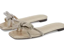 Loeffler Randall Sandals|Sandals<Hadley Leather Bow Flat Sandals Cappuccino