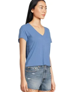 Women Michael Stars Harlan Cropped V-Neck Tee
