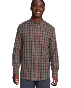 Activewear|Johnston & Murphy Heathered Woven Shirt Gray