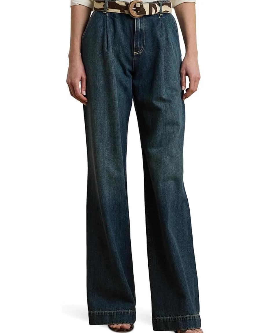 Jeans|Lauren Ralph Lauren High-rise Pleated Wide-leg Jeans Haze Wash