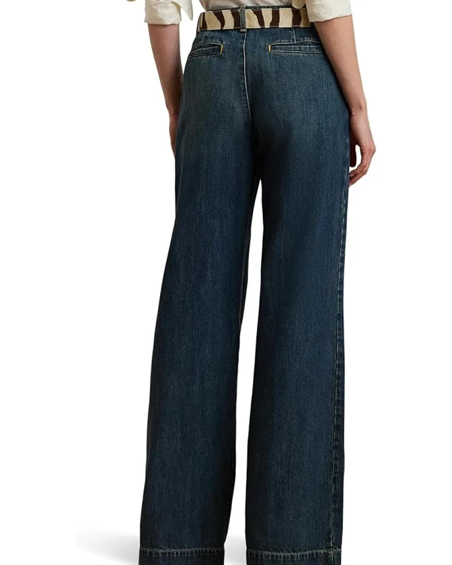 Jeans|Lauren Ralph Lauren High-rise Pleated Wide-leg Jeans Haze Wash