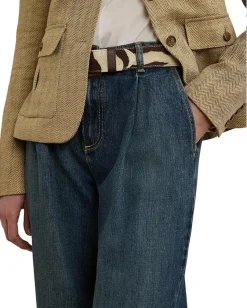 Jeans|Lauren Ralph Lauren High-rise Pleated Wide-leg Jeans Haze Wash