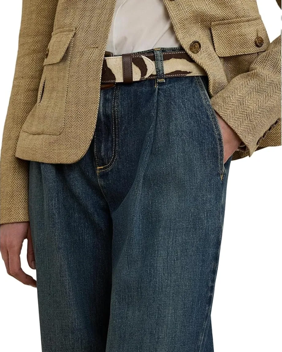 Jeans|Lauren Ralph Lauren High-rise Pleated Wide-leg Jeans Haze Wash