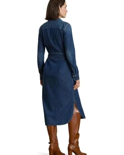 Dresses|Dresses|Lauren Ralph Lauren Horsebit-Trim Belted Denim Shirtdress Atecco Wash
