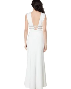 Bebe Dresses|Dresses<Illusion Cutout Sparkle Gown White