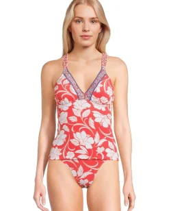 Tommy Bahama Island Cays Fiori Reversible Tankini Citrus Coral Rev Best