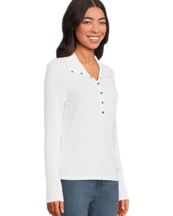 Michael Stars Issa Rib Mix Henley White Clearance