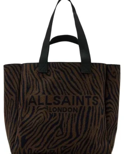 AllSaints Handbags|Handbags<Izzy Zebra East/West Tote Black/Brown
