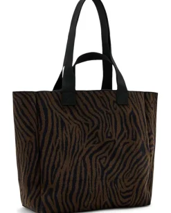 AllSaints Handbags|Handbags<Izzy Zebra East/West Tote Black/Brown