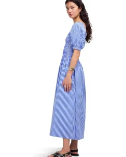 Dresses|Dresses|Madewell Juliette Puff Sleeve Midi Dress Stripe Waterfall