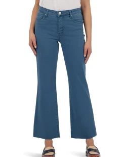 Jeans|KUT from the Kloth Kelsey High Rise Fab Ab Ankle Flare With Raw Hem Ocean