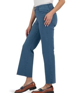 Jeans|KUT from the Kloth Kelsey High Rise Fab Ab Ankle Flare With Raw Hem Ocean