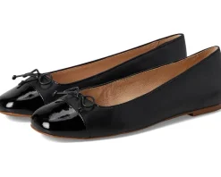 Flats|Jack Rogers Kenlyn Cap Toe Ballet - Leather/Patent Black/Black Pat