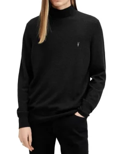Activewear|AllSaints Kilburn Mock Neck Cinder Black Marl