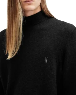 Activewear|AllSaints Kilburn Mock Neck Cinder Black Marl