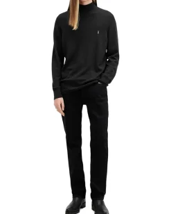 Activewear|AllSaints Kilburn Mock Neck Cinder Black Marl