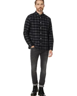 AllSaints Kink Long Sleeve Shirt Navy Blue Discount