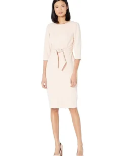 Adrianna Papell Dresses|Dresses<Knit Crepe Tie Waist Sheath Dress Blush