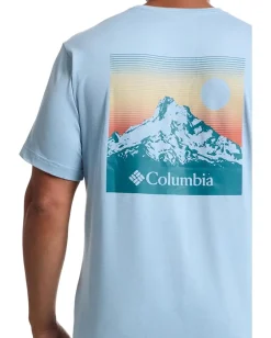 Activewear|Columbia Kwick Hike Back Graphic Short Sleeve Tee Ripple Blue Heather/Linear View Multi