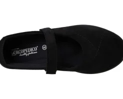 Flats|Arcopedico L18 Black Faux Suede
