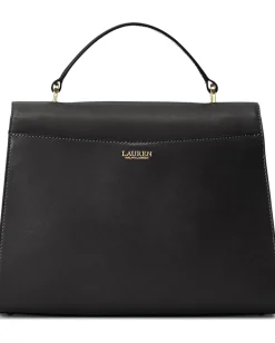 Lauren Ralph Lauren Leather Medium Farrah Satchel Black/Black Discount