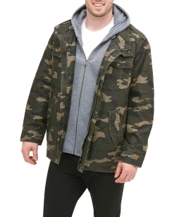 Activewear|Levi's® Levi's Men's Washed Cotton Hooded Military Jacket Camouflage