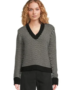 Sweaters|Michael Stars Linda V-neck Pullover Black/Ivory
