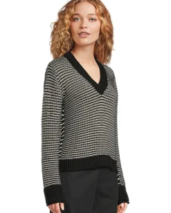 Sweaters|Michael Stars Linda V-neck Pullover Black/Ivory