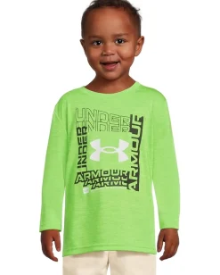 Under Armour Kids Clothing<Logo Frame Twist Tech Long Sleeve (Little Kid) Hyper Green