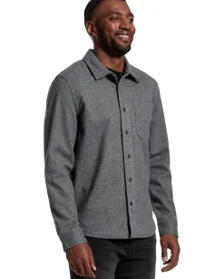 Activewear|Liverpool Los Angeles Long Sleeve Button Up Herringbone Knit Shirt Grey Herringbone Multi