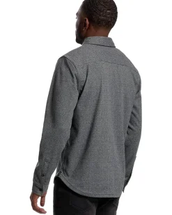 Activewear|Liverpool Los Angeles Long Sleeve Button Up Herringbone Knit Shirt Grey Herringbone Multi