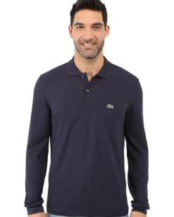 Lacoste Long Sleeve Classic Pique Polo Shirt Navy Blue Hot