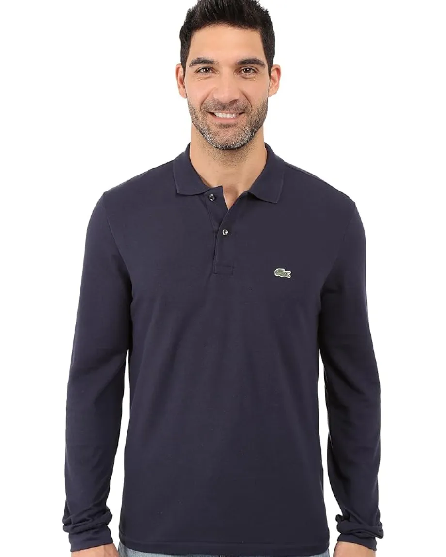 Lacoste Long Sleeve Classic Pique Polo Shirt Navy Blue Hot