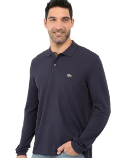 Lacoste Long Sleeve Classic Pique Polo Shirt Navy Blue Hot
