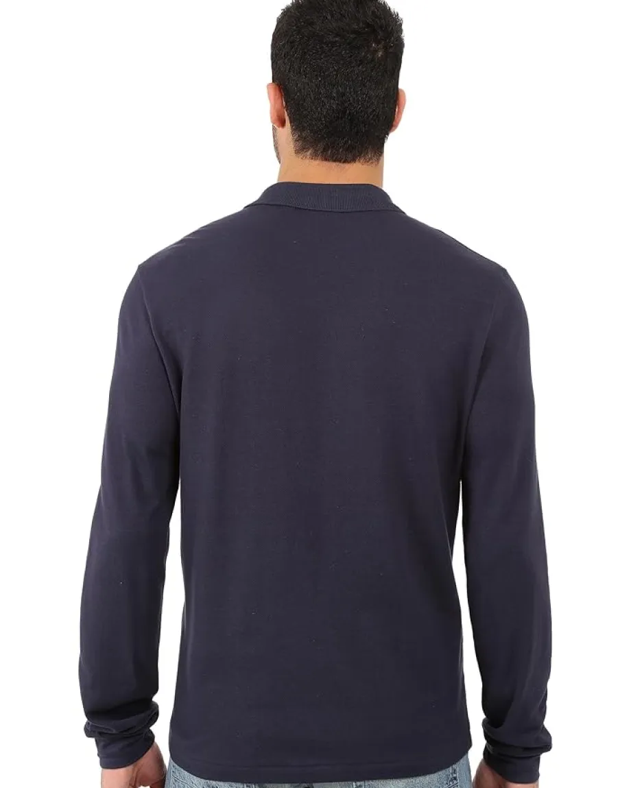Lacoste Long Sleeve Classic Pique Polo Shirt Navy Blue Hot