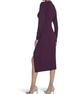 Calvin Klein Dresses|Dresses<Long Sleeve Solid Rouched Midi Aubergine