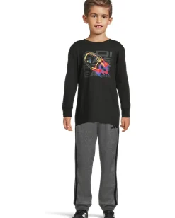 Clothing|adidas Kids Long Sleeve Sport Graphic Tee (Toddler/Little Kid) Black/Multi