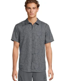 Activewear|Prana Lost Sol Printed Short Sleeve Shirt Standard Fit Thundercloud Seedling