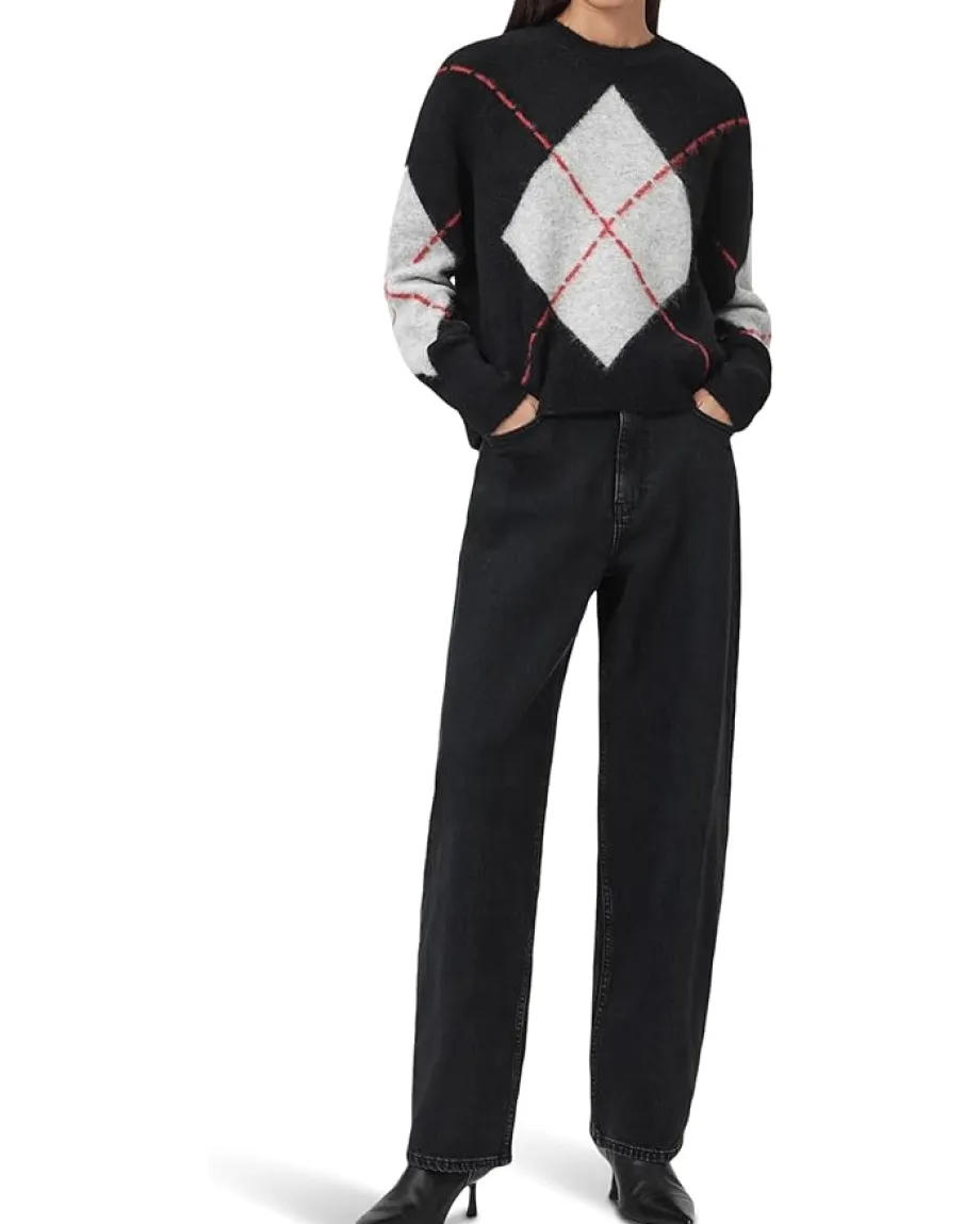 AllSaints Sweaters<Lou Argyle Jumper Black