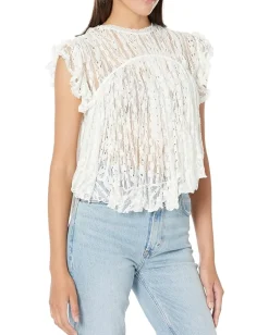 Free People Lucea Lace Top Optic White Online