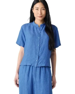 Eileen Fisher Mandarin Collar Shirt Ultramarine Outlet